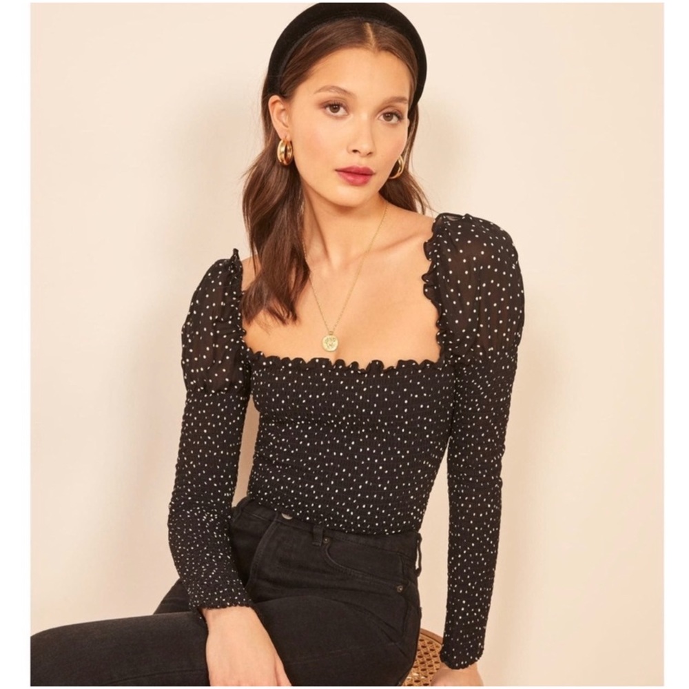 REFORMATION Elisabetta Black Top